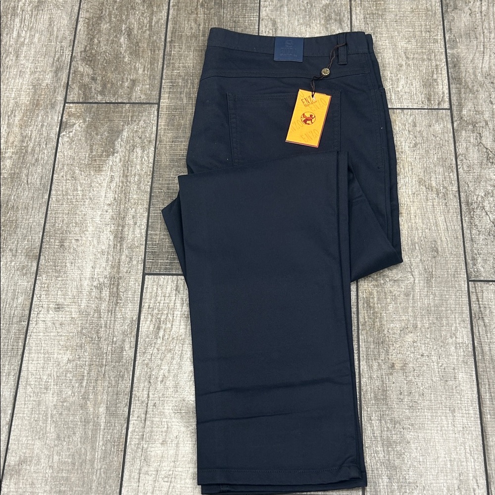 Enzo Tovare Men’s Navy Blue Denim like Trousers NWT
